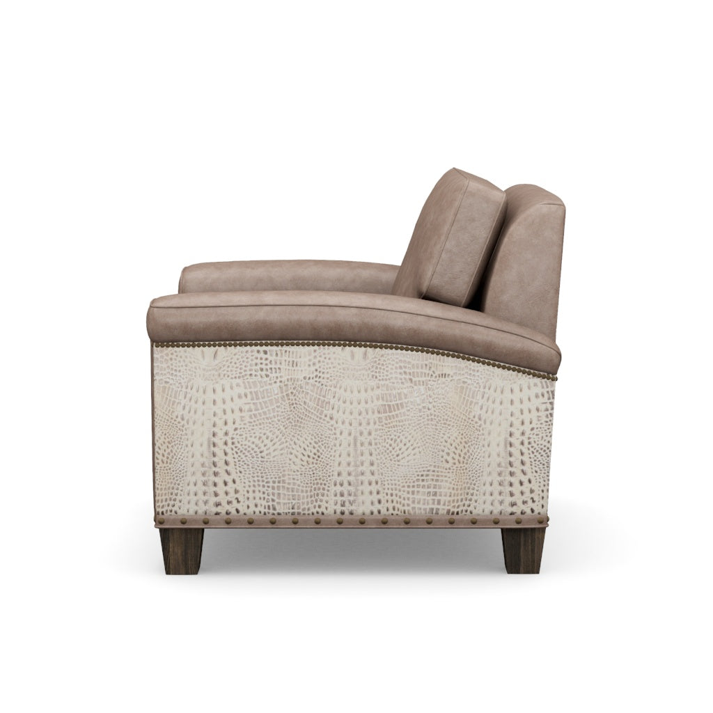 Premium grey leather and ivory croc leather Westwood Leather Chair side view
