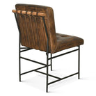 Whalen Tufted Leather Dining Chair in dark brown antiqued leather with iron frame - Your Western Decor