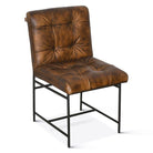 Whalen Tufted Leather Dining Chairs in dark brown antiqued leather with iron frame - Your Western Decor