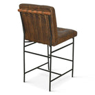 Whalen Tufted Leather Counter Chairs in dark brown antiqued leather with iron frame - Your Western Decor