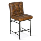 Whalen Tufted Leather Counter Chairs in dark brown antiqued leather with iron frame - Your Western Decor