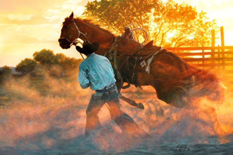 When Horse Whispering Gets Loud Western Art by Tim Cox - Your Western Decor