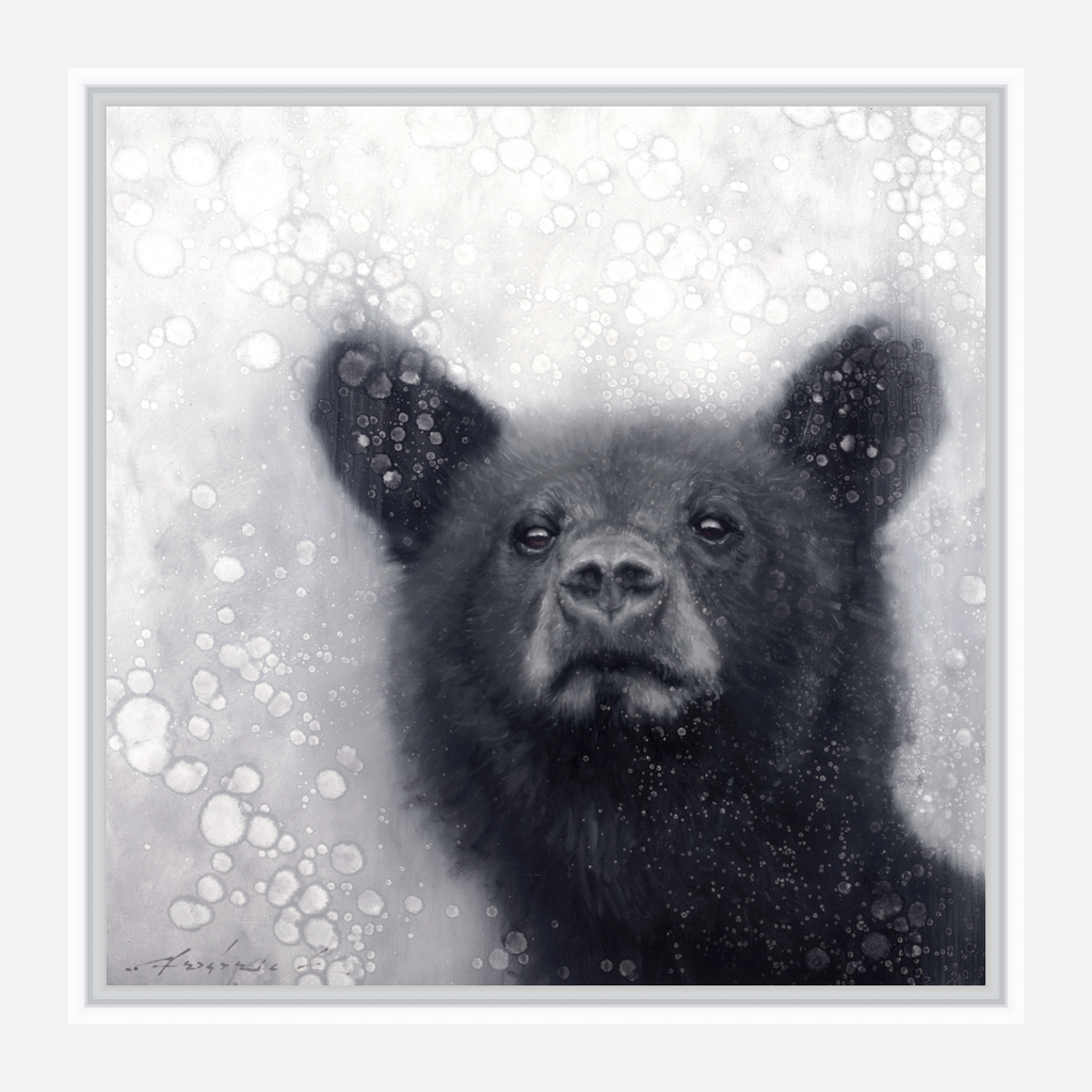 Where's Mama Bear White Framed Canvas Art by American wildlife artist David Frederick Riley - Your Western Decor