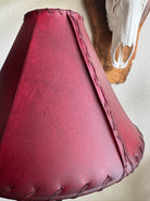 Round red rawhide leather lamp shade