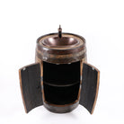 Whiskey barrel vanity with cabinet doors open - Your Western Decor