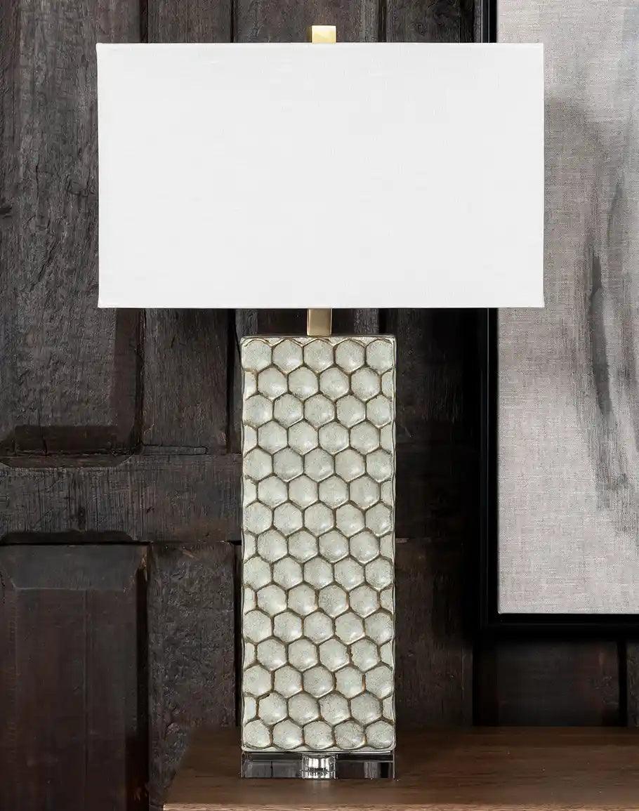 Honeycomb Table Lamp with linen shade - Your Western Decor