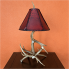 Genuine Whitetail antler table lamp with 18" amber Cachito rawhide lamp shade