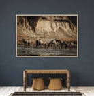 Landscape framed print of wild horses at water - Your Western Decor