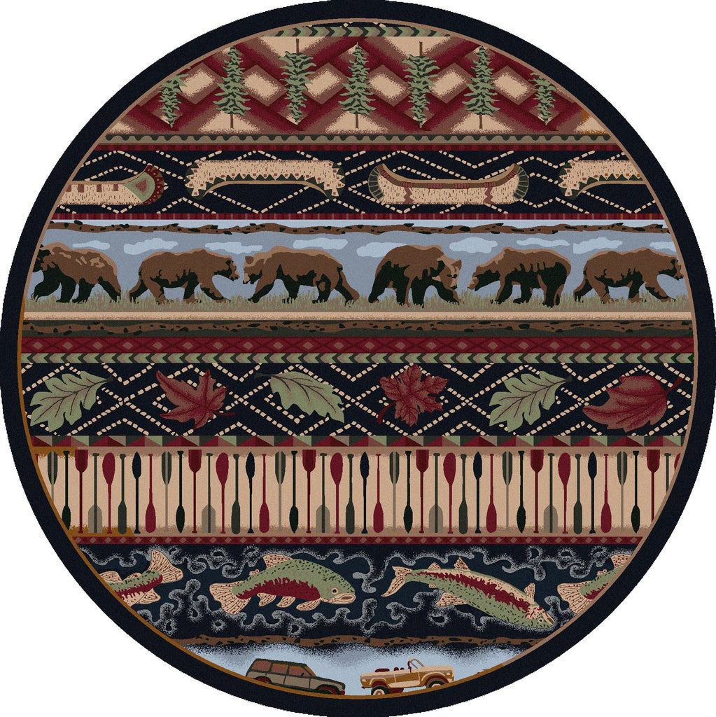 Wilderness Trek Multi Color Lodge 8' Round Area Rugs - Made in the USA - Your Western Decor, LLC