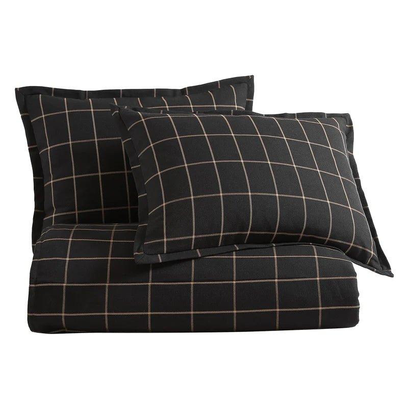 Windowpane Duvet Bedding Set in Black - Your Western Decor