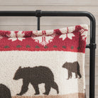 Winter cabin sherpa pillow sham with snowflakes and bear - Your Western Decor