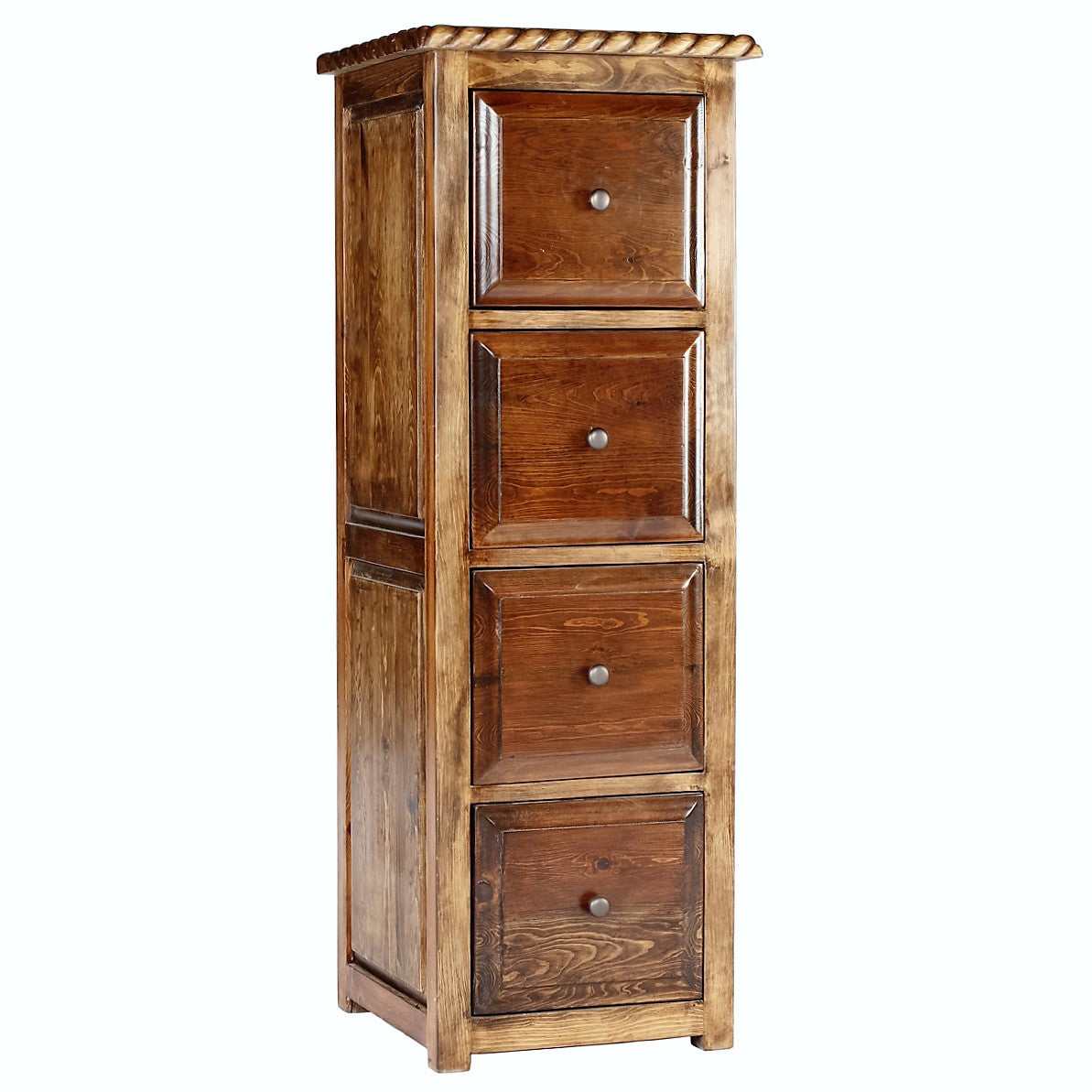 tall western file cabinet with 4 drawers and rope trim in solid wood rustic office storage