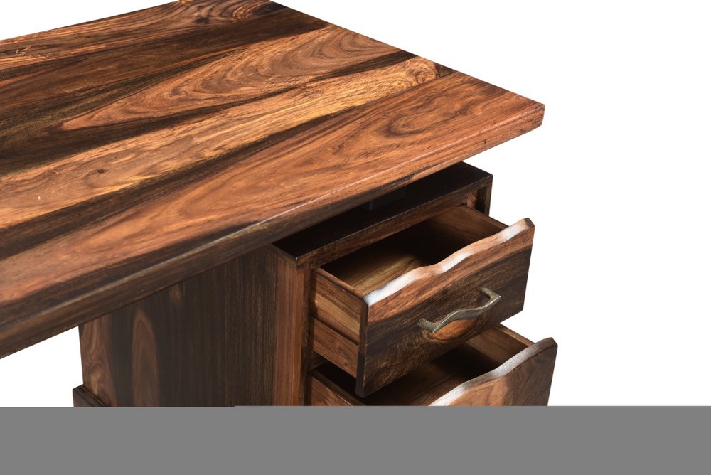 Woodgrain and drawer detail of Pecos Executive Desk 