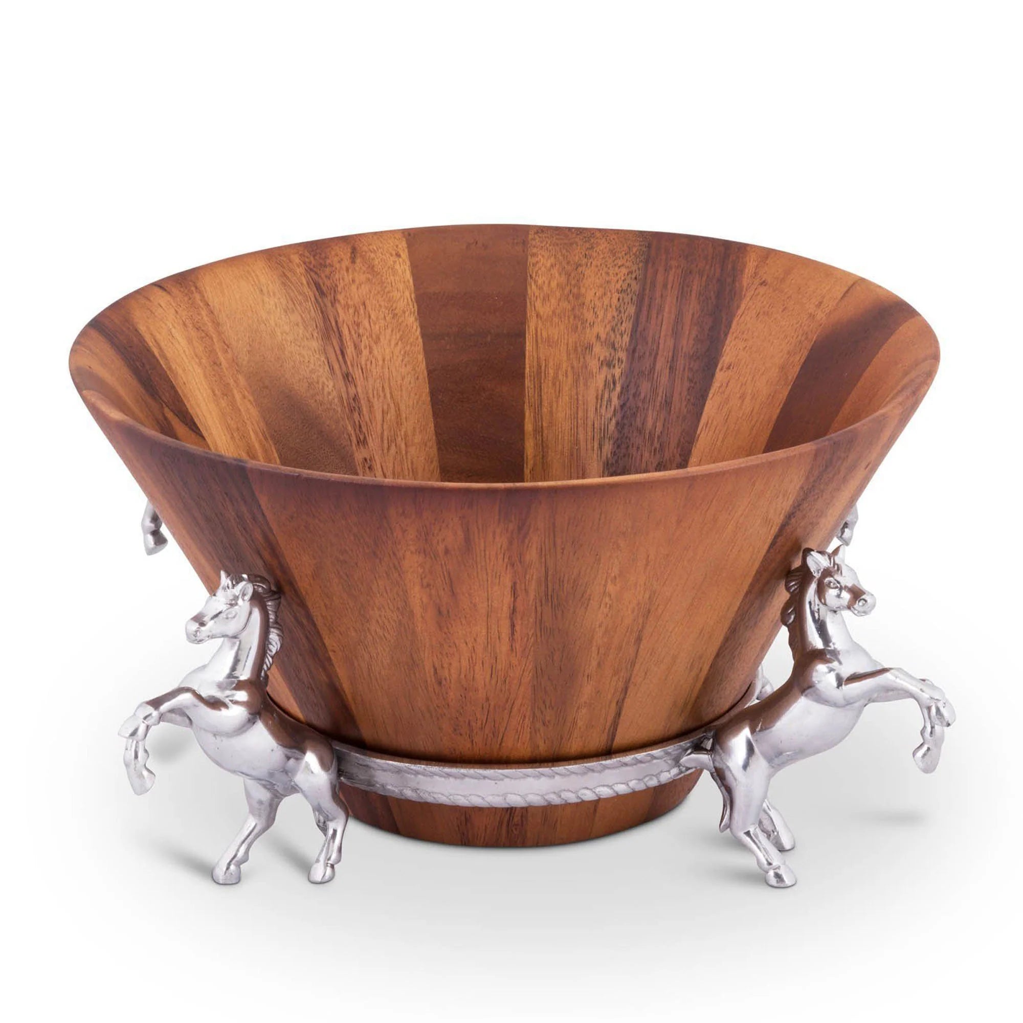 Wood Salad Bowl w/ Aluminum Horse Stand - Your Western Decor