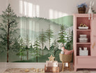 Woodland Forest Mural Wallpaper with trees and mountains, made in the USA - Your Western Decor