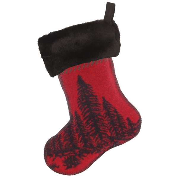 Wooded river black and red wool stocking, handmade in Idaho - Your Western Decor