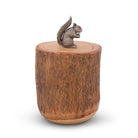 Wooden container with a squirrel figurine on top against a white background - Your Western Decor