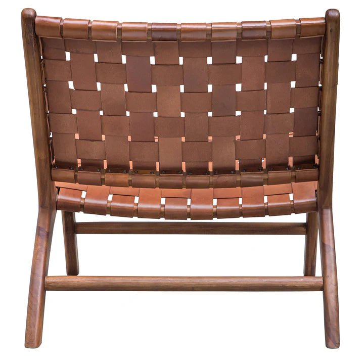 Woven Cognac Leather Accent Chair Back - Your Western Decor