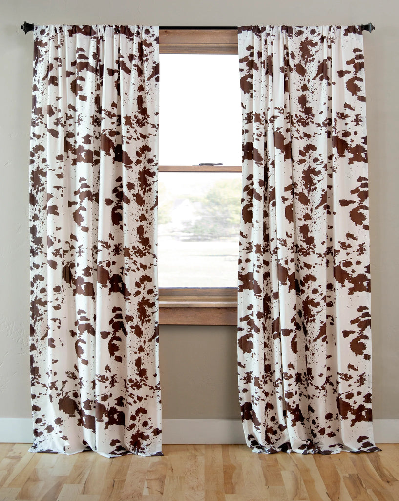 Wrangler Spotted Curtains - Cowhide print window treatments - Your Western Decor