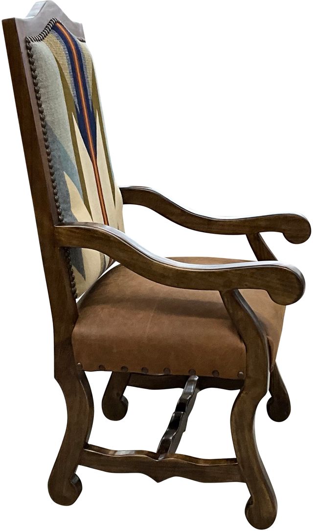 Wyeth Trails Pendleton Fabric and leather. dining chair with arms - Your Western Decor