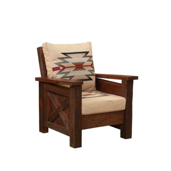 Pendleton Sunbrella Wyeth upholstered barnwood lounge chair - Your Western Decor