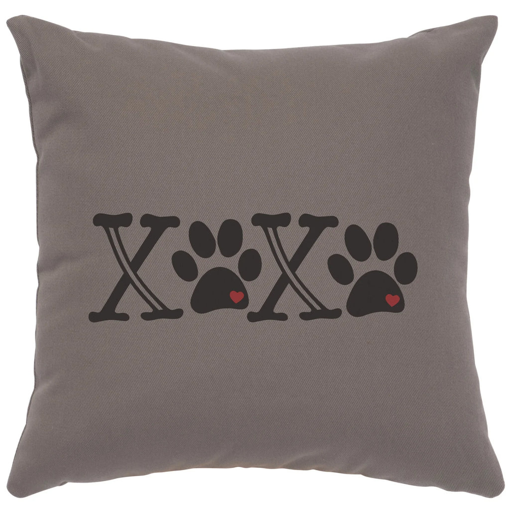XOXO Paw Print Cotton Chrome Throw Pillow made in the USA - Your Western Decor