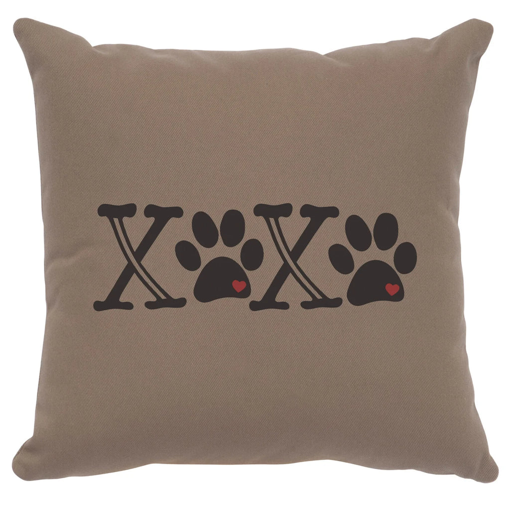 XOXO Paw Print Cotton Taupe Throw Pillow made in the USA - Your Western Decor