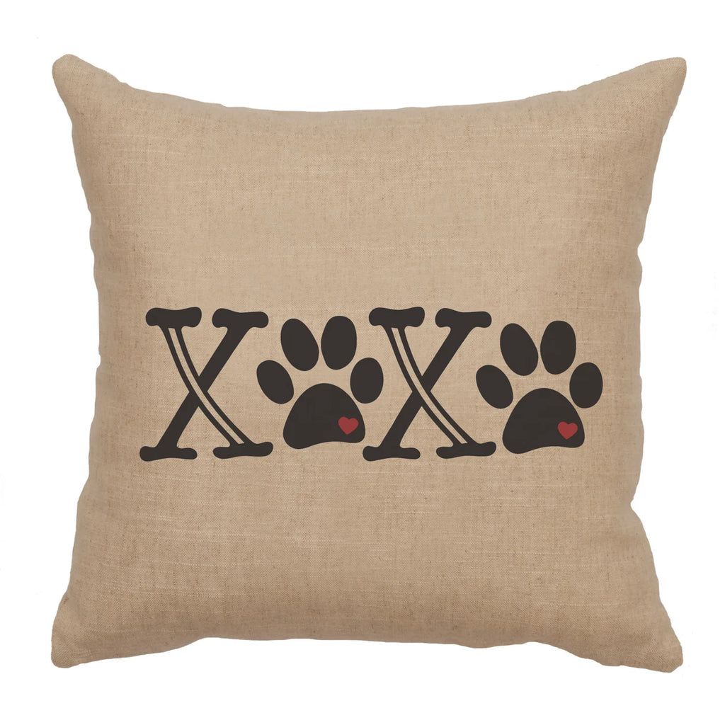 XOXO Paw Print Natural Linen Throw Pillow made in the USA - Your Western Decor