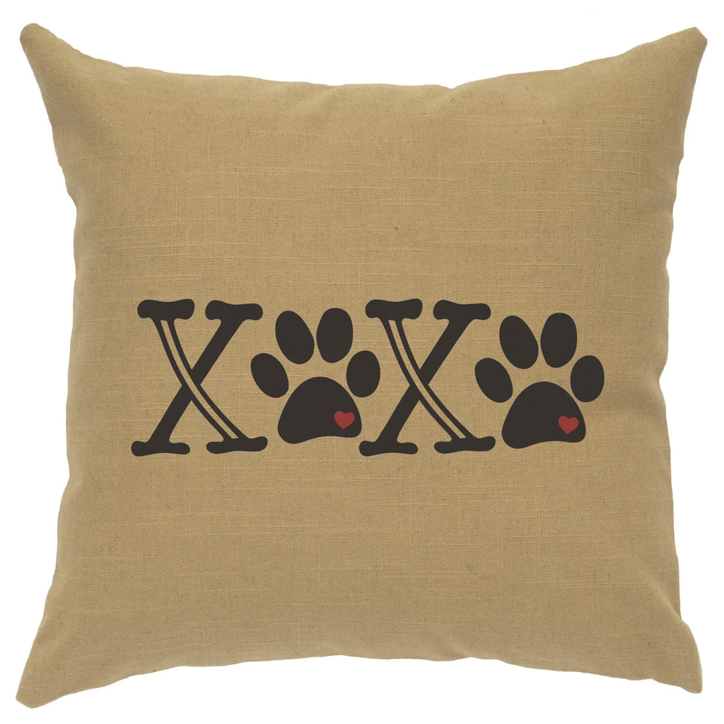 XOXO Paw Print Straw Linen Throw Pillow made in the USA - Your Western Decor