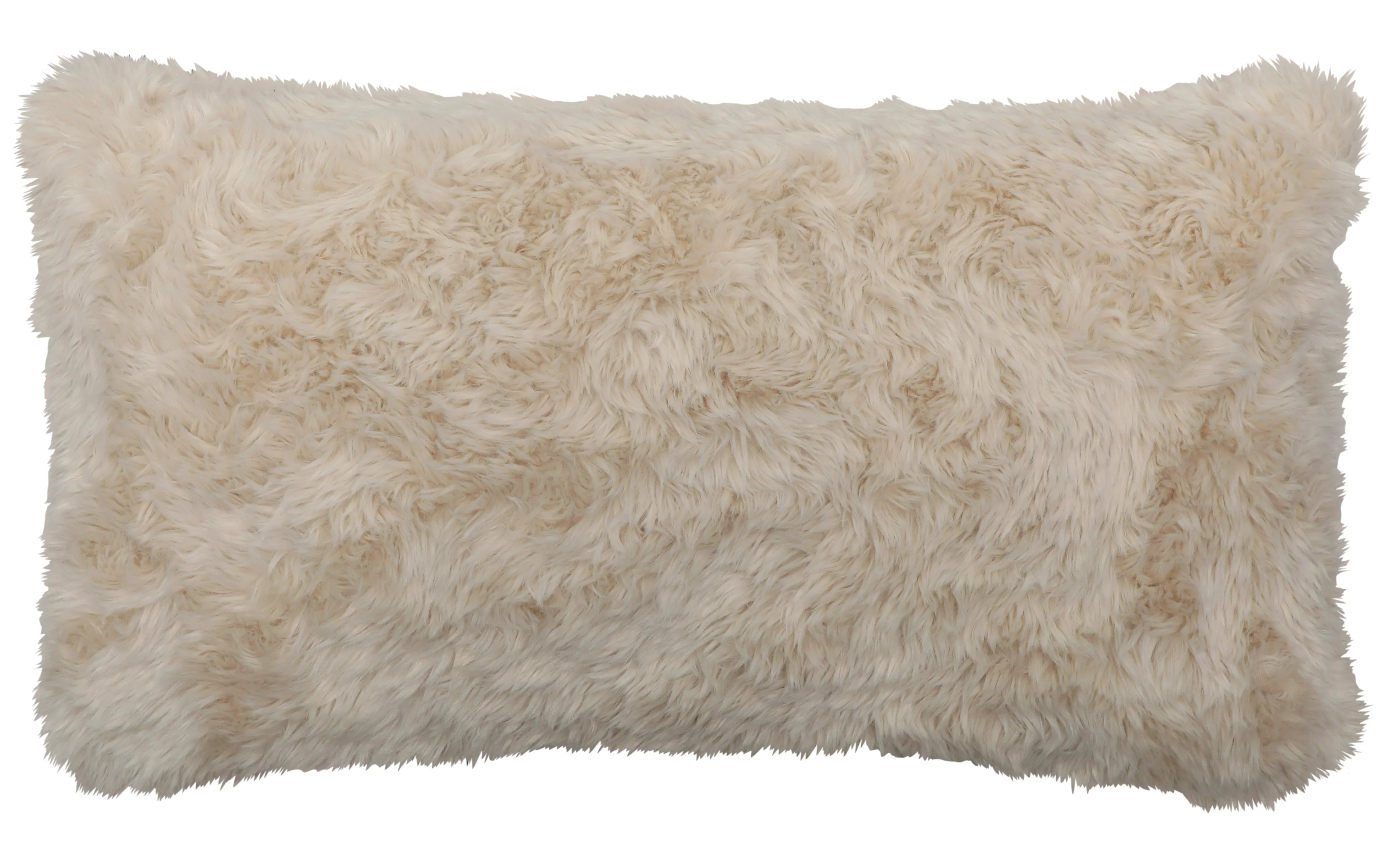 off white oblong Yakety faux fur throw pillow made in the USA