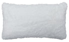 White faux fur rectangle accent pillow 