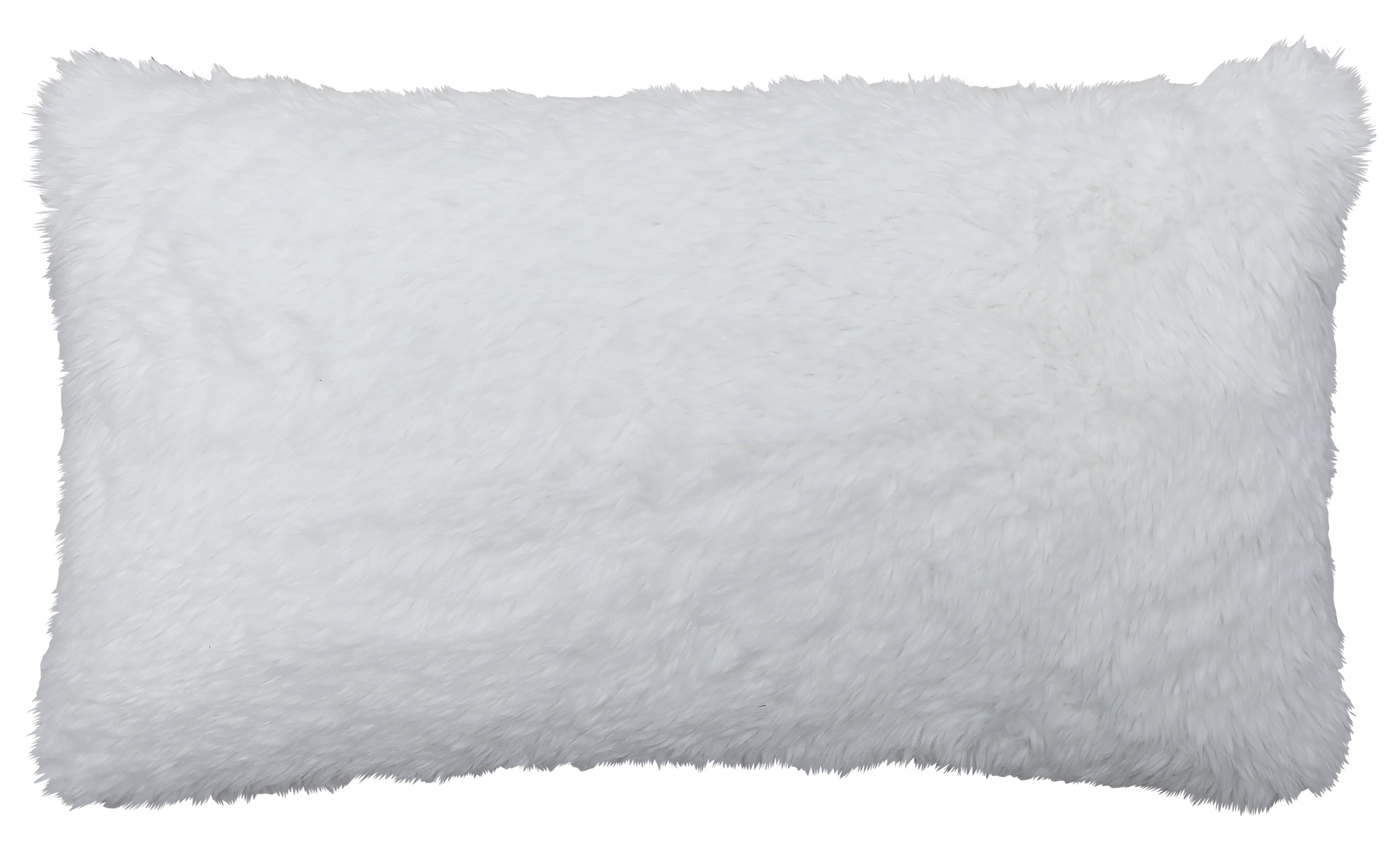 White faux fur rectangle accent pillow 