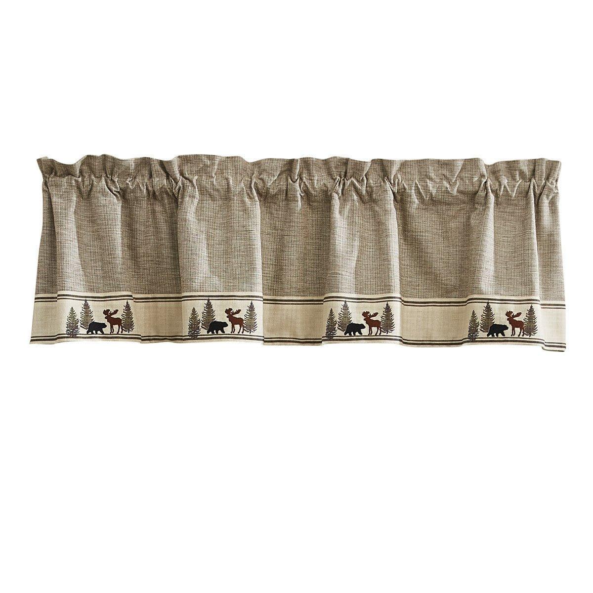 Yakutat Wildlife Valance with Moose, Bear and Pines - Your Western Decor