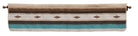 Turquoise, cream, beige, and brown stripe window valance with geometric patterns 