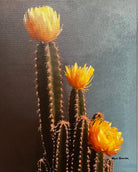 Cactus with yellow flowers against a dark background, art by Sherri Alexander - Your Western Decor