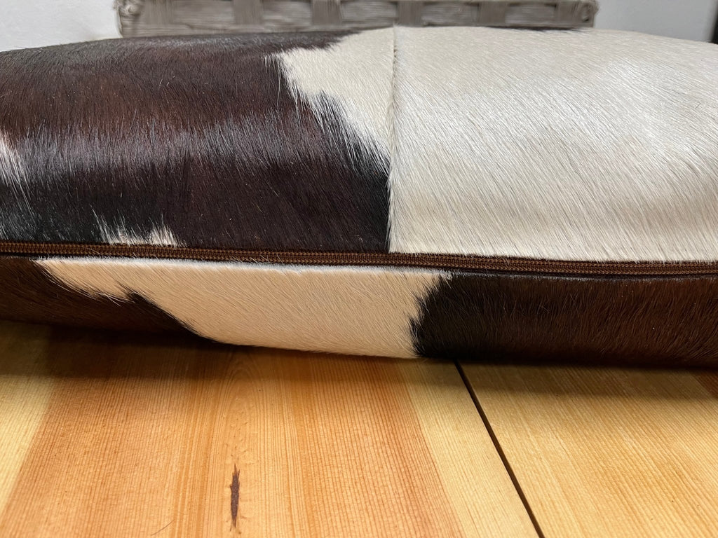 YKK Zipper Detail on Cowhide Throw Pillow - Made in the USA - Your Western Decor