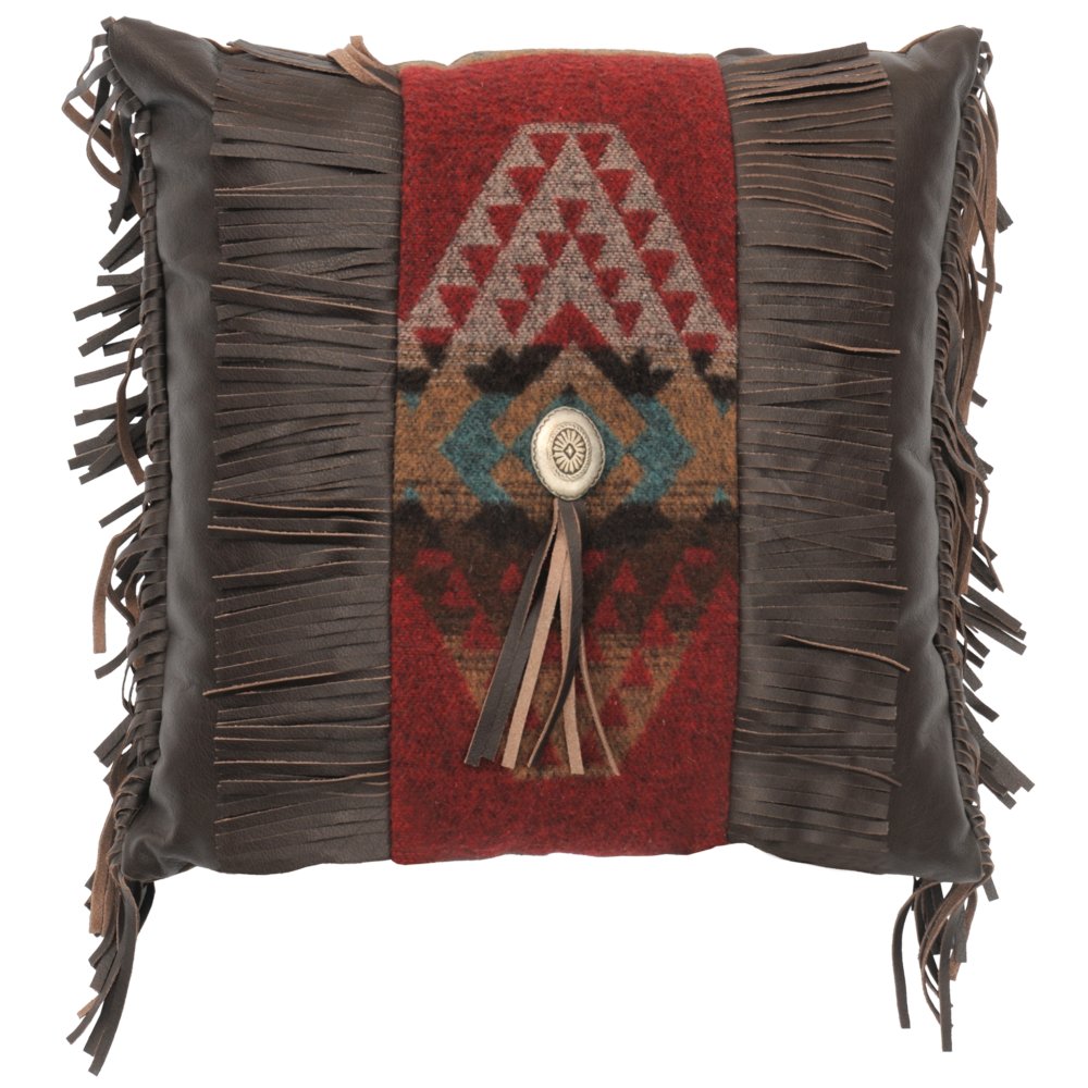 Yosemite Southwest Fringed Leather Pillow Made in the USA - Your Western Decor