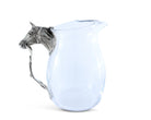 Horse Head Pitcher - Glass & Pewter - Horse head with Bridle & rope handle - Your Western decor