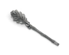 Silver leaf-shaped hairpin on a white background