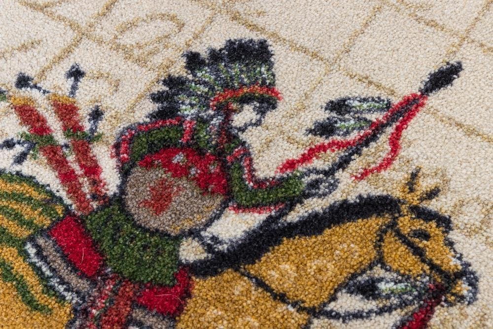 Native battle area rug detail. Rugs made in the USA. Your Western Decor