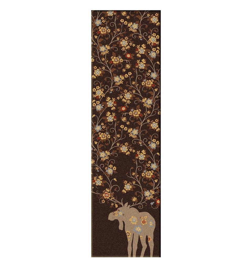 Moose Blossom Floor Runner in chocolate made in the USA - Your Western Decor