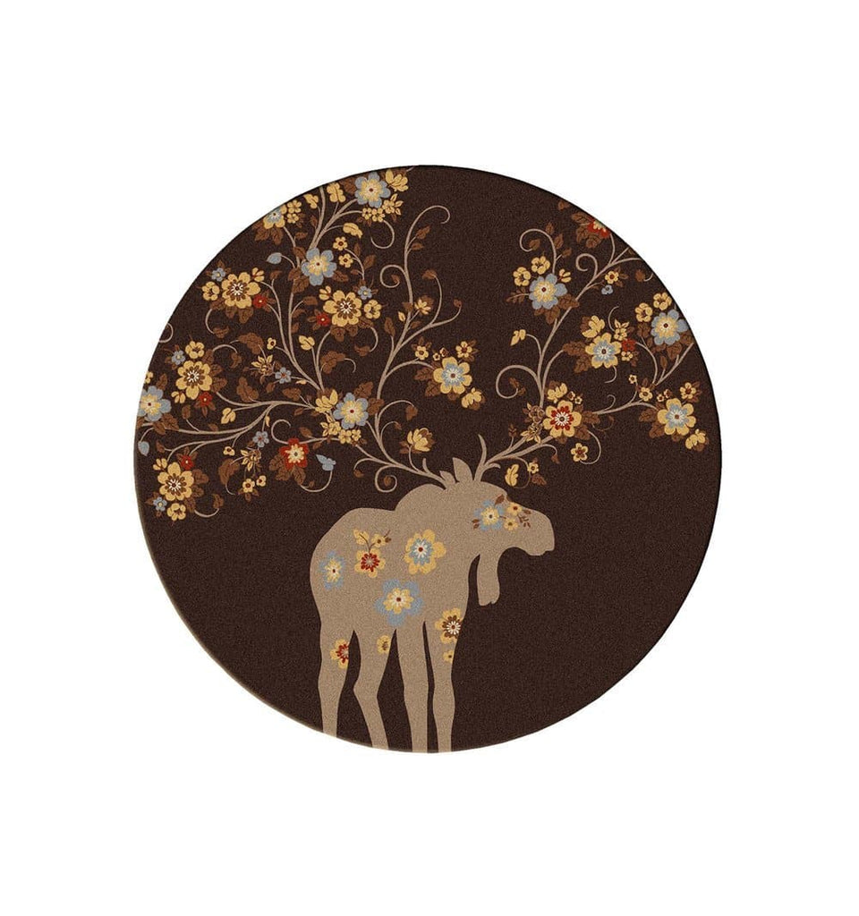 Moose Blossom Round Area Rug in Chocolate made in the USA - Your Western Decor