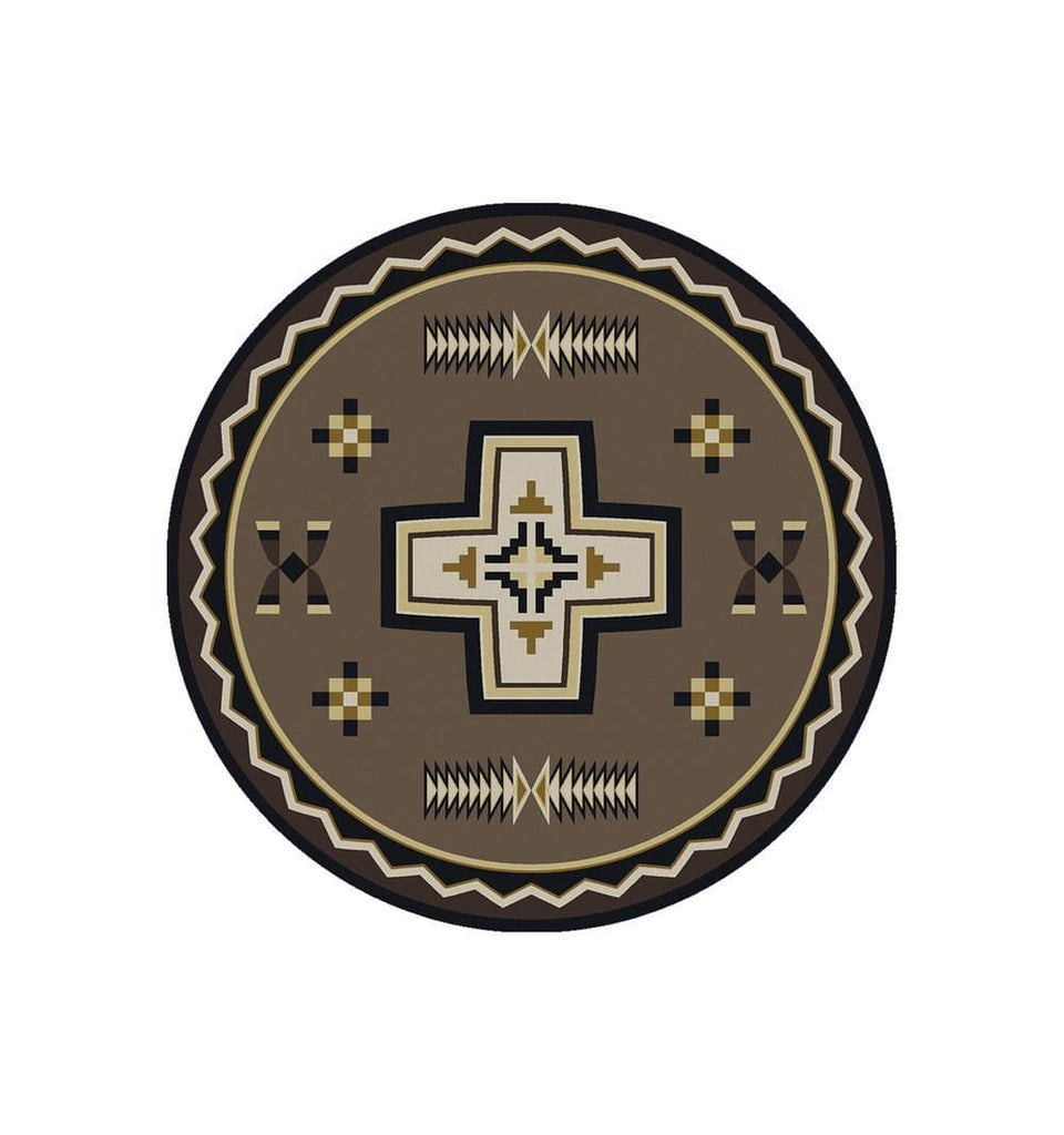 Saint Cross Taupe Round Area Rug - American Made - Your Western Decor