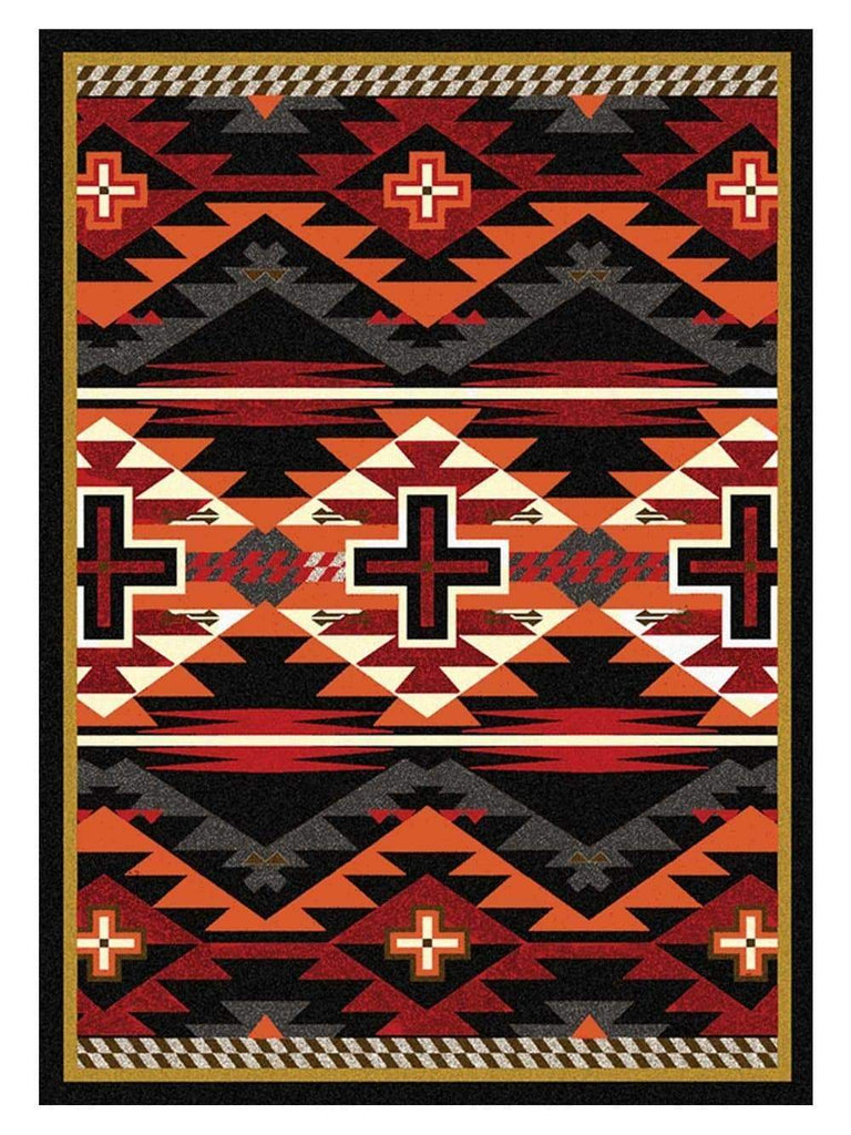 Rustic Cross Southwest Area Rug Black - Made in the USA - Your Western Decor
