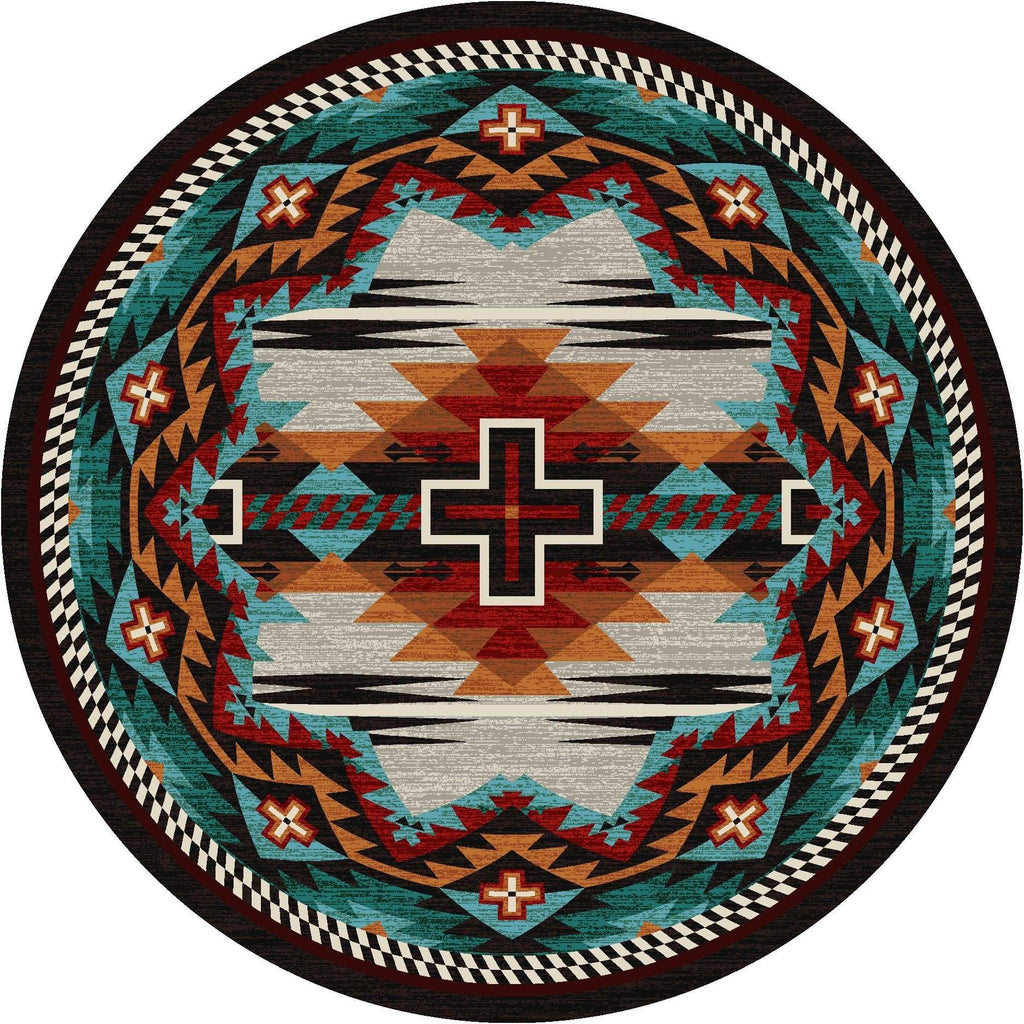 Rustic Cross - Electric 8' Round Area Rug - Your Western Decor, LLC