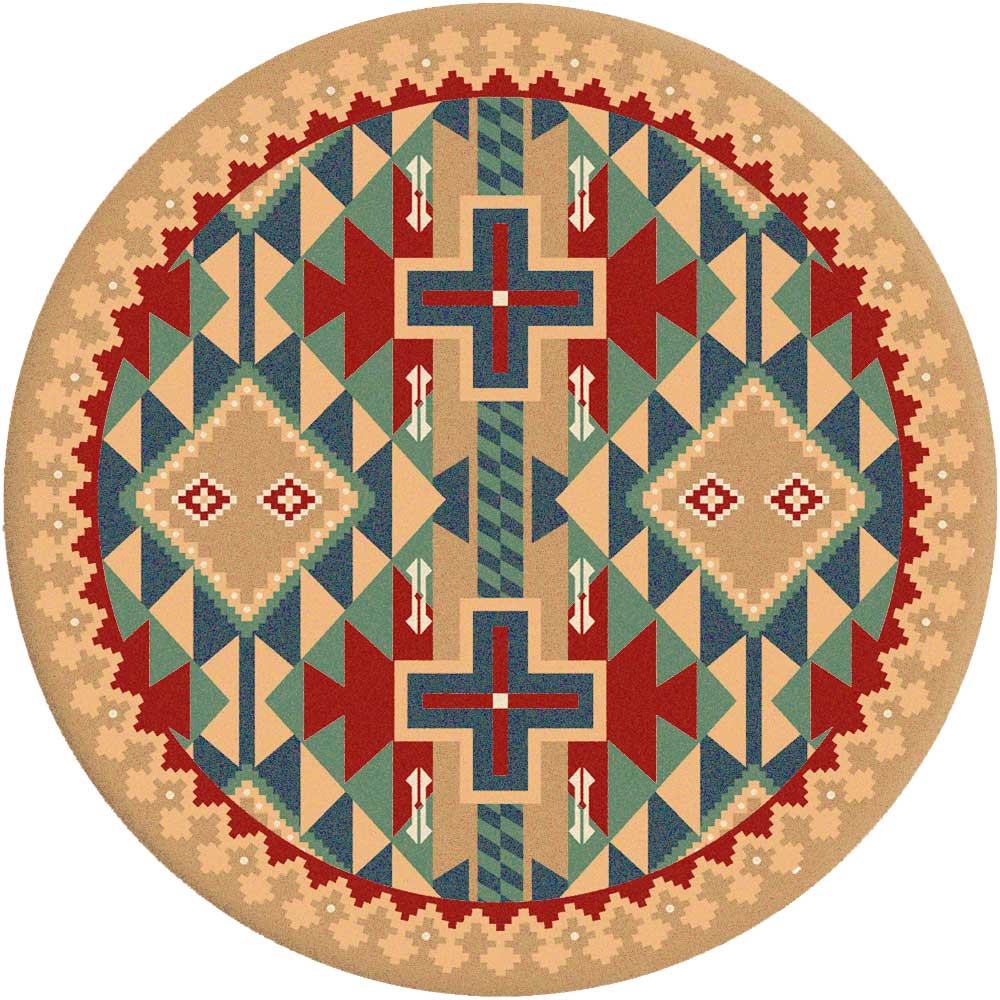 Dry Valley Kilim Round Area Rugs. Southwestern style area and accent rugs. Made in the USA. Your Western Decor, LLC