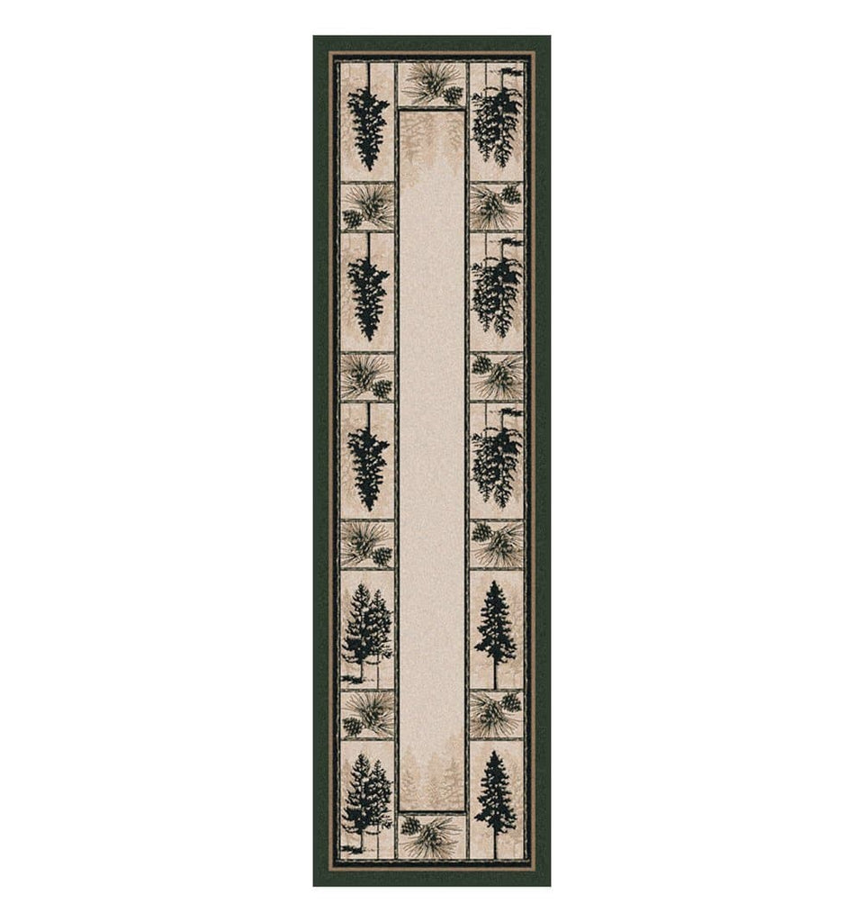 Forest pines green and beige floor runner. Made in the USA. Your Western Decor