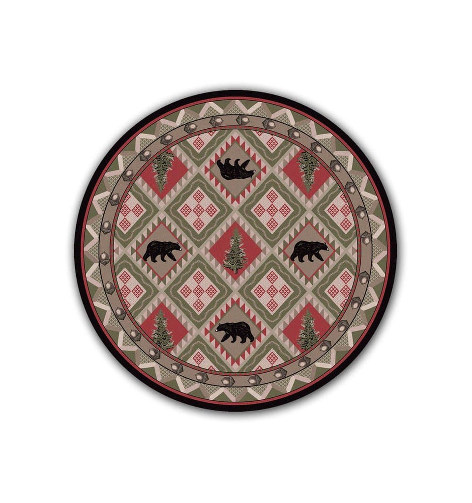 Quilted Forest Cabin 8' Round Area Rug - Made in the USA - Your Western Decor, LLC