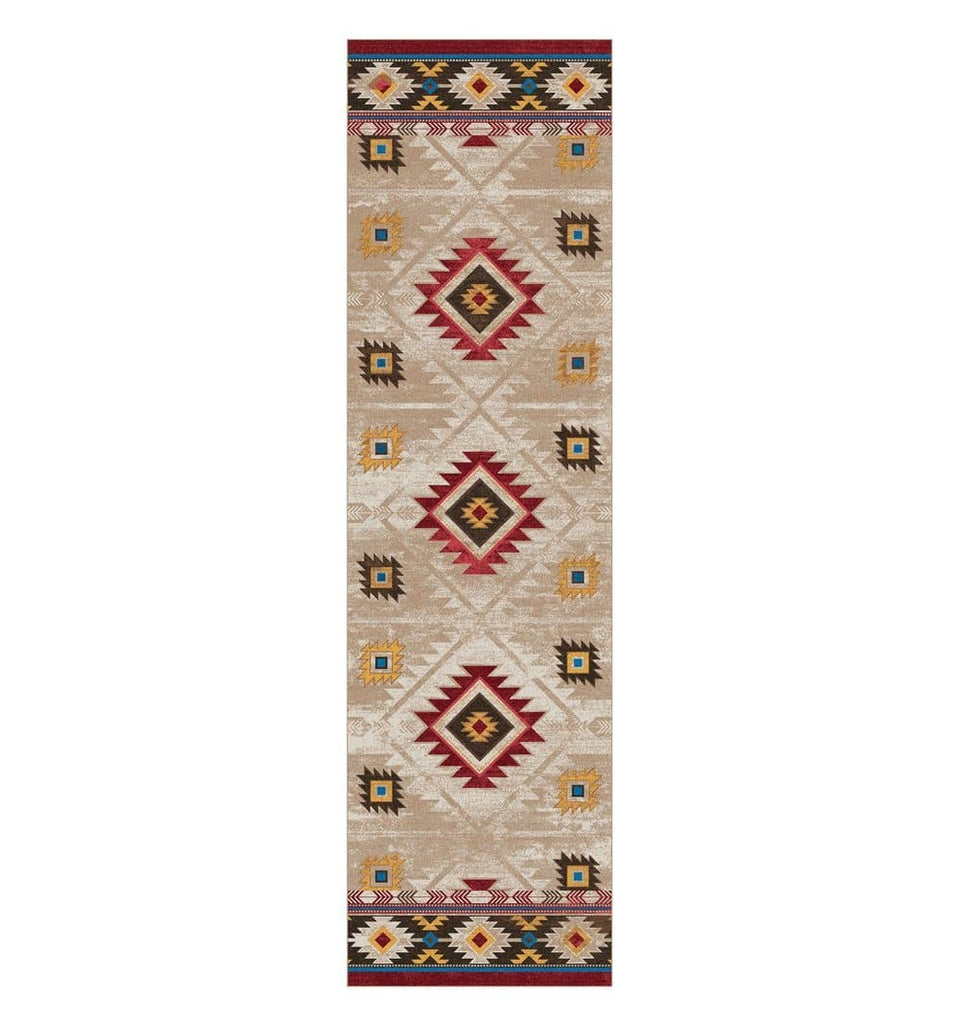 Whiskey river beige Aztec area runner rug. Made in the USA. Your Western Decor
