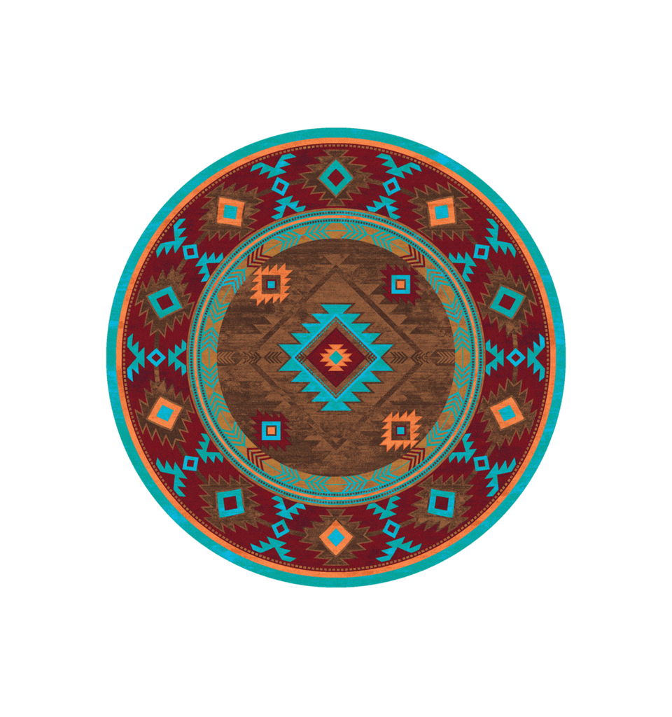 Aztec Whiskey River Area Round Rugs. Made in the USA. Your Western Decor